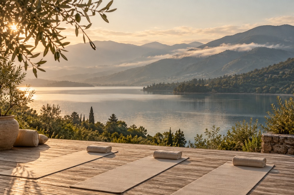 Luwi’nin doğayla bağını anlatan, göl kıyısında yoga matlarının yer aldığı konsept görsel
